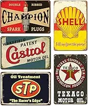 Vintage Metal Tin Signs Retro Garage Signs For Men Wall Decorations Old Car Shop Posters Oil And Gas Station Sign Man Cave Decor 5 Pces 8×12 Inch