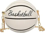 [Vseutiac] MINE MINI ROUND BALL Basketball Shaped Handbag for Athletes, White, as described