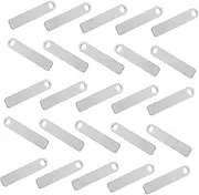LOLIPPYY 25pcs Stainless Steel Label Tag Key Labels Stainless Steel Keychain Blanks Key Chain Labels Silver