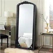 Primrose Full Length Arched Mirror 60x182cm Black Wood Frame HD Glass, Classic Vintage Design for Bedrooms Dressing Rooms Entryways Hallways Timeless Functional Décor