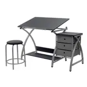 Avalon Multifunctional 3 Drawer Design Desk Sturdy Foot Rest Table 99x64cm Grey