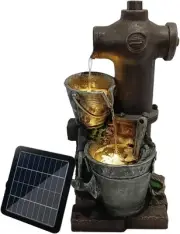 Maxkon Solar Powered Water Fountain,Outdoor Garden Features Cascading Bird Ba...