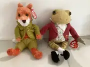 Ty Beatrix Potter MR. TOD Fox & JEREMY FISHER Frog -Gold Lettering UK Exclu. NEW