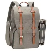 Picnic Backpack for with Large Insulated Cooler Bag, 4 Person Brush-beige