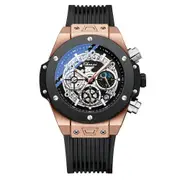 Men’s Fashion Chronograph Watch – Luminous Quartz Sport Wristwatch with Silicone Band & Lunar Phase Display