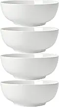 ALLUSEIT Cereal Bowls, 45oz | 1.35L Large Bone Ceramic Soup Bowl Set of 4 for Serving Salad, Pasta, Pho, Rice, Ramen etc. Dishwasher & Microwave Safe, White Porcelain, Φ7inch | 18cm