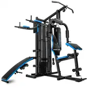 Proflex Blue Multi Station Home Gym Set with 100lbs Plates & Punching Bag- M9500