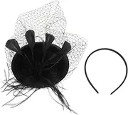[Healeved] Mesh Headband Fascinator Hat Hair Hoop for Women 20s Retro Wedding Party Headwear Black