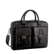 Pierre Cardin Leather 15" Multi-Compartment Laptop Bag (Black)