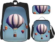 3pcs Backpack Sets, Hot Air Balloon Printed Backpacks Set With Lunch Bag Pencil Pouch