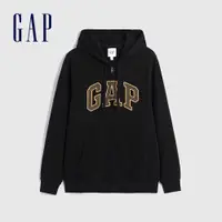 在飛比找蝦皮商城優惠-Gap 男裝 Logo連帽外套 碳素軟磨法式圈織系列-黑色(