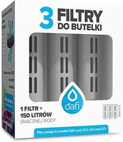 [Dafi] Replacement Water Filter Cartridge for Water Purification Bottles, 3 Packs, Soft Solid, Compatible with Japanese Specifications, Light Gray