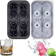 French Bulldog Ice Mold | 4 Cavity Dog Shape Molds - Reusable Fun Shape Tray Easy Release Silicone Ice Ball Maker Makes Four 2.4inch Height Bulldog Shaped Pochy