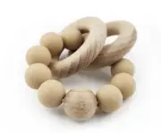 2-Baby Wooden Silicone Teether Ring Baby Boys Girls