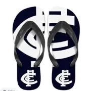 Carlton Blues Official AFL Mens Team Logo Summer Thongs Pluggers Flip Flops