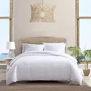 [Tommy Bahama] King Duvet Cover Set, Soft Cotton Bedding with Button Closure, Includes Matching Shams (Basketweave White, King)