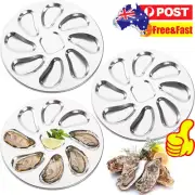 8 Slots Oyster Plate Stainless Platter Oyster Mussel Shellfish Seafood Tray HoQS