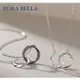Porabella925純銀情侶款項鍊 男女款時尚小眾簡約 雙色雙環純銀項鍊 Necklace