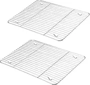 P&P CHEF Cooling Rack Pack of 2, Stainless Steel Baking Racks for Baking Roasting Grilling Drying, Rectangle 15''x11''x0.6'', Fits Half Cookie Sheet Pan, Oven & Dishwasher Safe