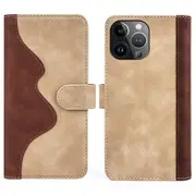 For iPhone 15 Pro Max Dual-color Splicing ic Clasp Wallet Phone Cover Drop-proof Case