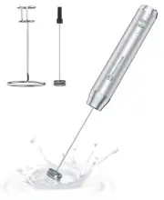 Rechargeable Milk Frother with Stand Handheld Electric Foam Maker Waterproof ...