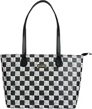 [BELLISSA] Checkered Printed Handbag For Women | Premium PU Leather With Dual Compartment & Zipper Closure | Top Handle Shoulder Bag | Stylish Designer Handbag For Ladies