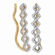10k Yellow Gold Round Diamond Symmetrical Climber Earrings 1/4 Cttw