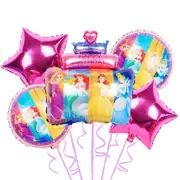 5pcs Princess Theme Pink Foil Balloon Set Kids Girls Birthday Decoration