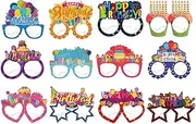 Enjoyaa Pack of 24 Birthday Party Glasses, Happy Birthday Glasses, Photo Booth Props for Children and Adults, Paper Glasses, Birthday Photo Booths, Birthday Paper Glasses for Party Decorations