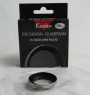 Kenko 28mm Digital Guardian UV Lens Camera Filter w/ Hood - Made In Japan NEW