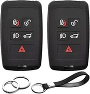 2pcs Compatible with Land Rover Range Rover Evoque Sport Velar Defender 110 130 90 Discovery Sport Jaguar E-Pace F-Pace F-Type I-Pace XE XF XJ Key Fob Cover Case Key Chain Protector Holder
