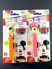 PEZ Dispenser Minnie Mouse Pink & Goofy Orange Green Hat OPEN BOX NO CANDY
