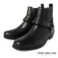 在飛比找Yahoo奇摩購物中心優惠-TINO BELLINI 男款 牛皮粗曠率性方頭短筒靴-黑