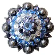 41HS Set Of 32 Western Screw Back Concho Iris Sapphire Berry Crystal Cowgirl