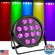 LED Par Light 80W Stage Lights 12 LED RGBWuv 6-in-1 Sound Activated DJ Lights