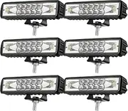 6 Pcs 6 Inch LED Spot Flood Combo Bar Slim 10000LM 12V/24V 60W Driving Fog Light Waterproof LED Fog Lights for Trucks off Road ATV UTV Golf Cart Trailer
