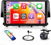 2G 64G Radio for Honda Civic 2016 2017 2018 2019 2020 with Canbus, Rimoody Android 13 Car Stereo Carplay 9 Inch Touch Screen Android Auto GPS WiFi Mirror Link Bluetooth FM/RDS EQ SWC Backup Camera