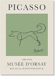 YakuWolf Picasso Abstract Animals Sketch Print - Sage Green Canvas Wall Art,Dog,Cat,Butterfly,Bird,Horse Poster for Living Room Home Decor (SKU16,8"x12"(20 x30 cm),Unframed)