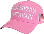 [eBoutik] Pink MAGA American Baseball Cap - USA 45-47th President Donald Trump Make America Great Slogan Embroidered Adjustable Hat - Ladies Fancy Dress Women Mothers Day, Pink, One size
