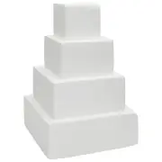 Square Foam Cake Dummy for Decorating and Wedding Display, 4 Tiers of 4" 6" 8...
