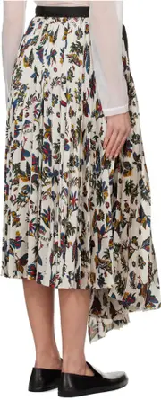 Sacai Tropical Print Pleated Skirt 1,2 Multicolor
