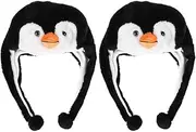 Zerodeko 2PCS Penguin Hat, Penguin Hat for Kids, Plush Fun Animal Hats, Plush Penguin Wearing Hat, Penguin Plush Winter Warm Hat