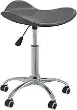 Grey Faux Leather Salon Spa Stool - Adjustable Height, 360 Swivel, Chromed Steel Frame, Ergonomic Design, Max Load 110 kg, Comfortable Foam Filling, Easy Assembly