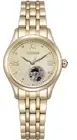 Citizen Skeleton Dial Gold Tone Automatic Ladies Watch PR1043-80P