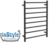 Brand New- Heated Towel Rail (Round) 8 Bar- MATT BLACK