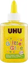 UHU Solvent-free Glitter Glue Bottle 88ml, Yellow, (33-49970)