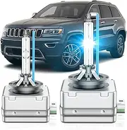 SENROBO Fit for Jeep 2017-2021 Compass 2014-2021 Grand Cherokee 2014-2018 Cherokee D3S HID Xenon Headlight Bulb, 350% Brightness, High Low Beam Light Bulbs, 8000K White Blue, Pack of 2