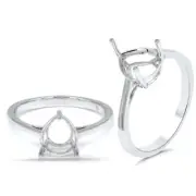 Minimalist Pear Shape 10x8mm Solitaire Ring Semi Mount In 14k White Gold (54100)
