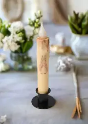 Primitive Handcrafted Spring Summer 7" Mr Rabbit Led Timer Taper Candle