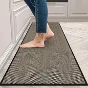 KIMODE Washable Kitchen Rugs, Non Slip Farmhouse Kitchen Runner Rug 20"X47", Absorbent Black Kitchen Mats for Floor, Woven Kitchen Floor Mat for Front of Sink, Entryway, Hallway, Laundry Room